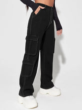 High Waisted Flap Pocket Cargo Jeans